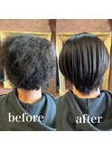 before/ after メンズ 縮毛矯正 髪質改善 ショート