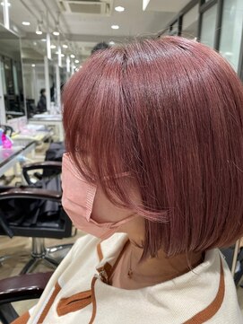 銀座ラボ 千葉店(LA BO) 韓国風前髪とピンクカラー