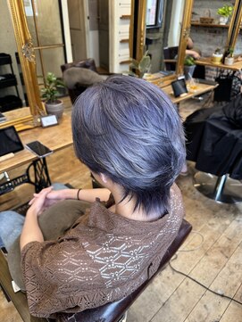 ゴーシェン 津田沼本店(Goshen) パープルシルバー×ウルフカット