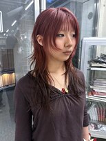 ノラ シブヤ(NORA)&nbsp;☆ピンクルーツカラーハッシュカットハイレイヤーピンクカラー