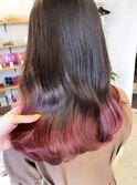 大人可愛いデザインカラーピンクグラデーションブリーチロング