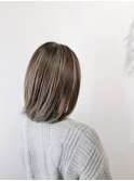 細めハイライトくすみマロンベージュラベンダーミルクティー