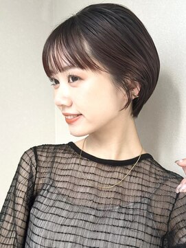 ノラギンザユー(NORA GINZA/U) 丸みショートマッシュコンパクト黒髪ベージュショート前髪あり