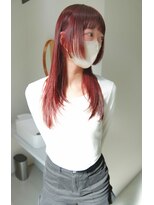 ファブ(fab.) 姫カットレイヤー/ワインレッド/ワイドバング/レイヤー