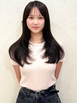 セルカ 新宿(CERCA) 新宿韓国風ロングレイヤー顔周りレイヤーカットダークグレージュ