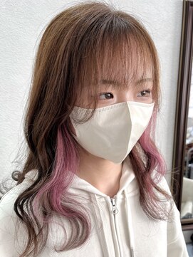 ベルヘアーデザイン 堺東(Belle hair Design) インナーカラーレイヤーカットイルミナカラーオリーブ韓国風堺東