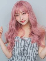 ライン(LYNE) ケアブリーチカラー/ホワイトピンク/ロング/カール