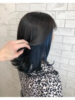 プライズ 錦糸町北口店(prize) ネイビー/インナーカラー/ミディアム/外ハネ 錦糸町北口