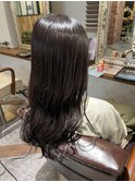 #ミディアムヘア#斜めバング#グレージュカラー