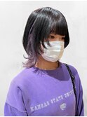 インナーカラーラベンダー×ウルフカット