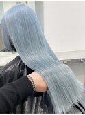 水色カラー×ペールブルー×ハイトーンロング×ケアブリーチ