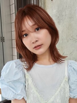 ガーデンヨコハマ(GARDEN YOKOHAMA) くびれヘア ミディアム レイヤーカット アプリコットオレンジ