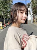 小顔大人ボブ暗めカラーミディアムデザインカラー
