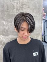 キング 楠葉店(K!ng) 韓国マッシュセンターパートツーブロックメンズハイライトウルフ