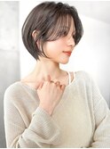 say.ショートボブ耳掛けショートローズブラウンピンクベージュ