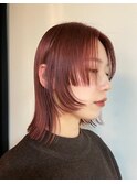 レッドブラウン×顔まわりレイヤー