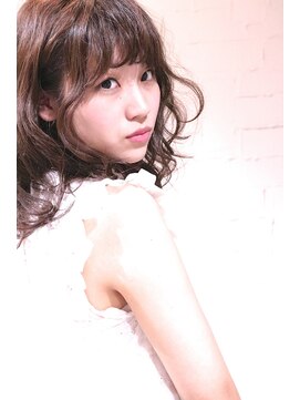 ホラン(HoLan) 【HoLan】波ウエーブxセミウエットxワイドバングxベージュカラー