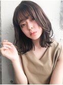 小顔毛先パーマデザインカラーローライト 厚めバング桐山