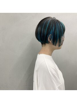 エヌ(N) N/92co. 刈り上げショートボブ ×ブラックターコイズ