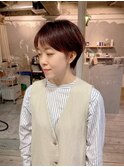 【hhair 四条大宮】耳掛けショート × ローズブラウン