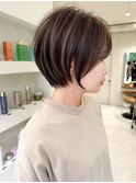 黒髪 ボブルフ ネビージュ 小顔 ワンレン スペインカール