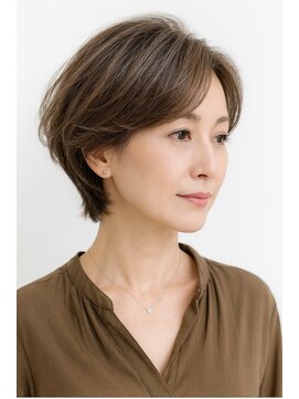 大人上品ロングレイヤー×透け感シースルーバング