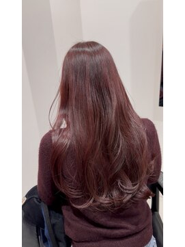 リノア 鵠沼海岸(LINOA) ロングレイヤーブリーチなしボルドーカラー