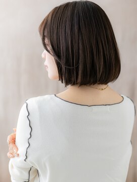 カバーヘア 上尾西口店(COVER HAIR) カーテンバングダークブラウン小顔前下がりボブY上尾30代40代