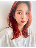 パザパ 寒河江店(pa.za.pa.)&nbsp;韓国風ミディアムレイヤー/ブラッドオレンジ/ブリーチ/20代30代