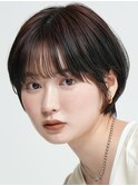 表参道白髪ぼかしウルフショートボブベージュアッシュグレージュ