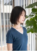 【王道愛され】切りっぱなしボブ×艶カラー