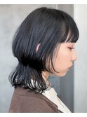 bob［クラゲカット個性派黒髪切りっぱなしマッシュウルフ］