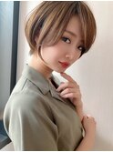 耳かけサマーショート/ひし形シルエット/ニュアンスカラー/小顔