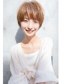大人ショート#グレージュカラーシルキーベージュ斜めバング