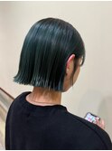 切りっぱなしボブ　×　モスグリーン