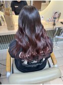 グラデーション　裾カラー　深みボルドー　ケアブリーチ　横浜★