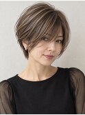 白髪ぼかしハイライト ショートレイヤー 名東区美容室