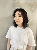 medium【黒髪・パーマ・前髪パーマ】