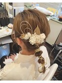 ドライフラワーと紐アレンジ