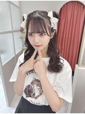 ツインお団子ヘアアレンジアイドル前髪巻きおろし