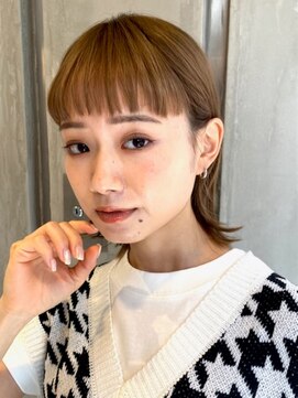 プール(POOL) 【本山貴志】透け感ベージュダブルカラー外はねボブ