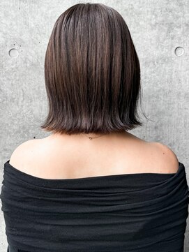 エインアンリー 表参道(AIN.ANLY.) ◯ワンレンボブルフ黒髪ネビージュ小顔ぱっつん前髪ウルフパーマ