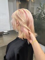 レコ 渋谷(LECO) ホワイトブロンドとペールピンクのハイトーンデザインカラー