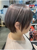 ショート ボブ ミニボブ グレージュ ケアブリーチ ラベンダー