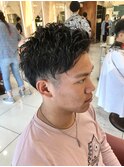 爽やかマットショート☆ビジネス刈り上げツーブロックブラック