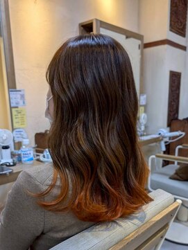ヘアリゾート粋 ウナム 新宿東口店(enam) 裾カラー/オレンジブラウン/ロングレイヤー