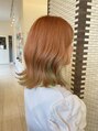 ボナ ヘアー(bona.hair) 派手髪カラー、アンブレラカラー、オレンジ×グリーン