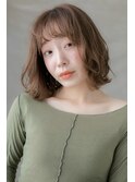 キャラメルベージュ小顔ミディアムボブルフ307Z越谷20代30代40代