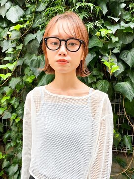 アンバー 池袋(amber) ぱつっとボブ/ハイトーン/ピンクオレンジ[池袋駅]