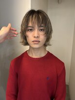 =メンズボブ/ダークアッシュ/ニュアンスパーマ／メンズウルフ